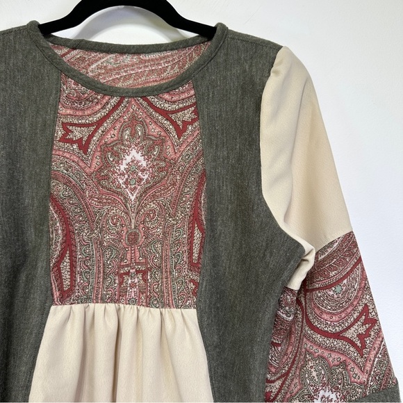 Boho Patchwork Handmade Blouse | Puff Sleeve Peasant Top - Picture 5 of 9